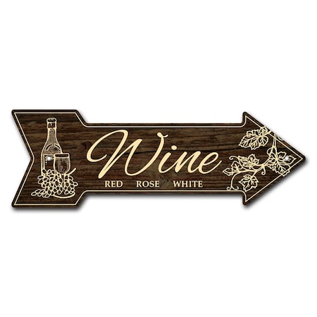 Signmission Wine Arrow Sign Funny Home Decor 36in Wide P-ARROW12-999545